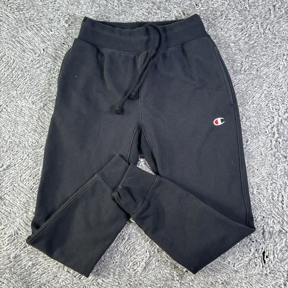 Champion Reverse Weave Sweatpants Mens Medium Black Activewear Training Gym Run